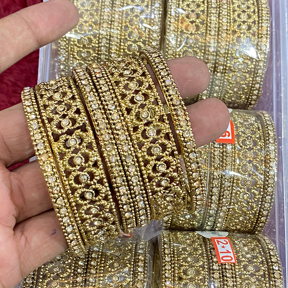 Hira Collections Ethnic Glow Crystal Stone Bangles Set