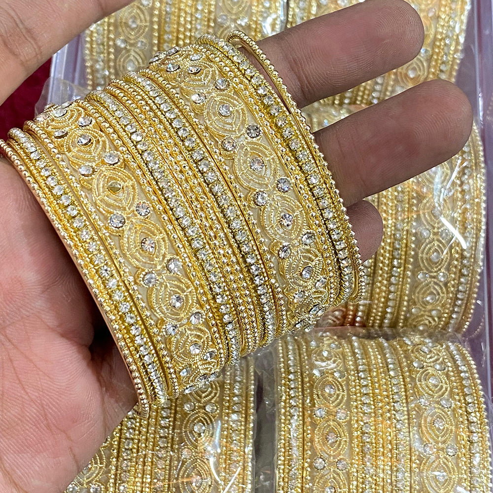 Hira Collections Sparkle Glow Crystal And Austrian Stone Bangles Set