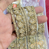 Hira Collections Ethnic Glow Crystal Stone Bangles Set