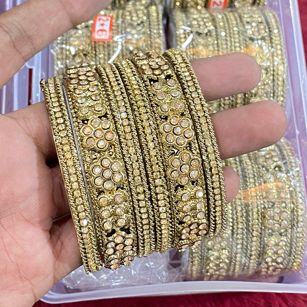 Hira Collections Sparkle Glow Crystal And Austrian Stone Bangles Set