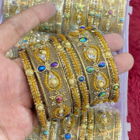 Hira Collections Ethnic Glow Crystal Stone Bangles Set