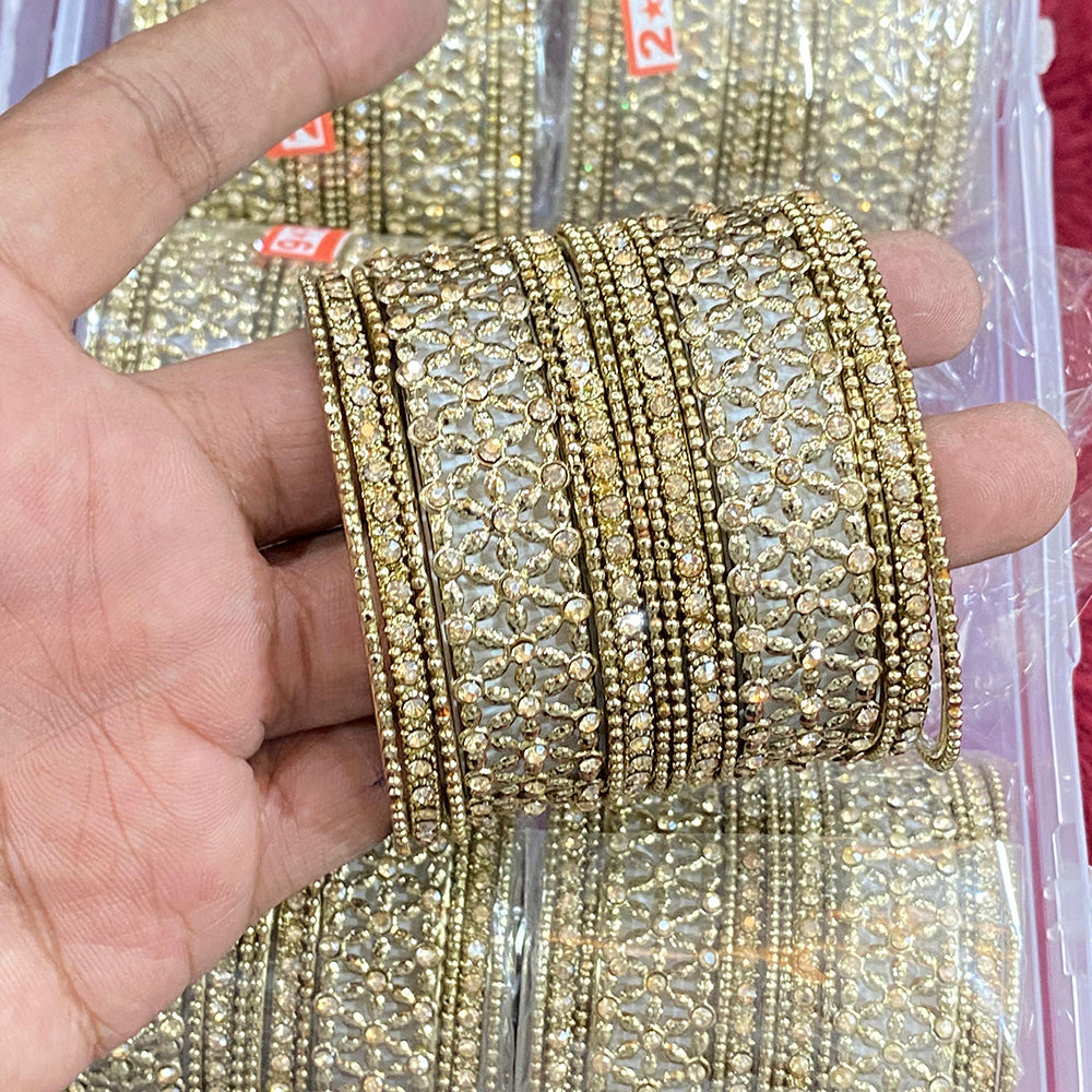 Hira Collections Sparkle Glow Crystal And Austrian Stone Bangles Set