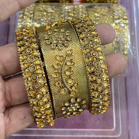 Hira Collections Ethnic Glow Crystal Stone Bangles Set