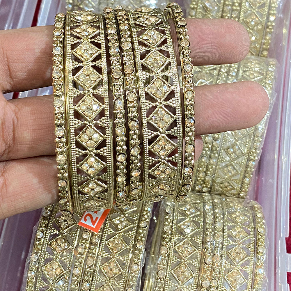 Hira Collections Sparkle Glow Crystal And Austrian Stone Bangles Set