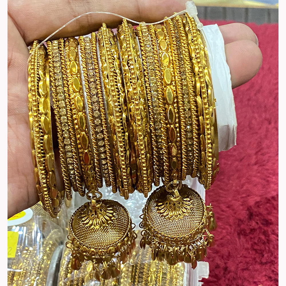 Hira Collections Sparkle Glow Crystal And Austrian Stone Bangles Set