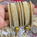 Hira Collections Divine Sparkle Crystal Stone And Pearl Bangles Set