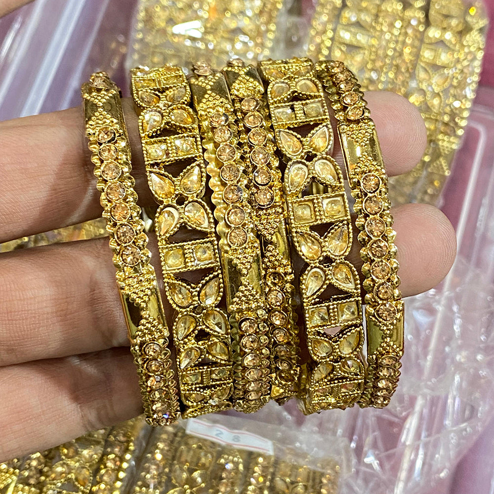 Hira Collections Ethnic Glow Crystal Stone Bangles Set