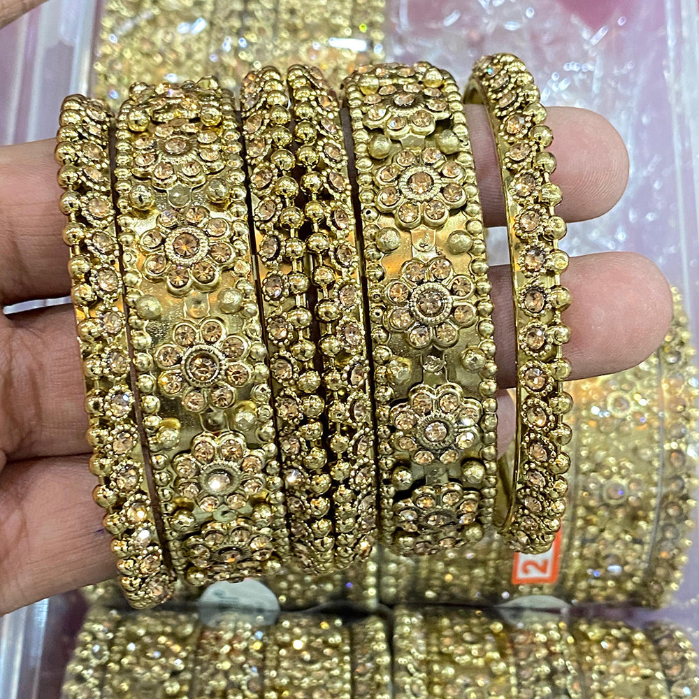 Hira Collections Ethnic Glow Crystal Stone Bangles Set