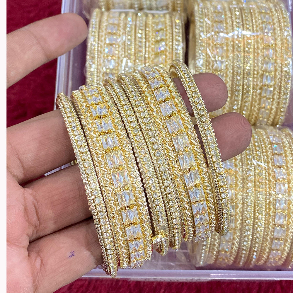 Hira Collections Sparkle Glow Crystal And Austrian Stone Bangles Set