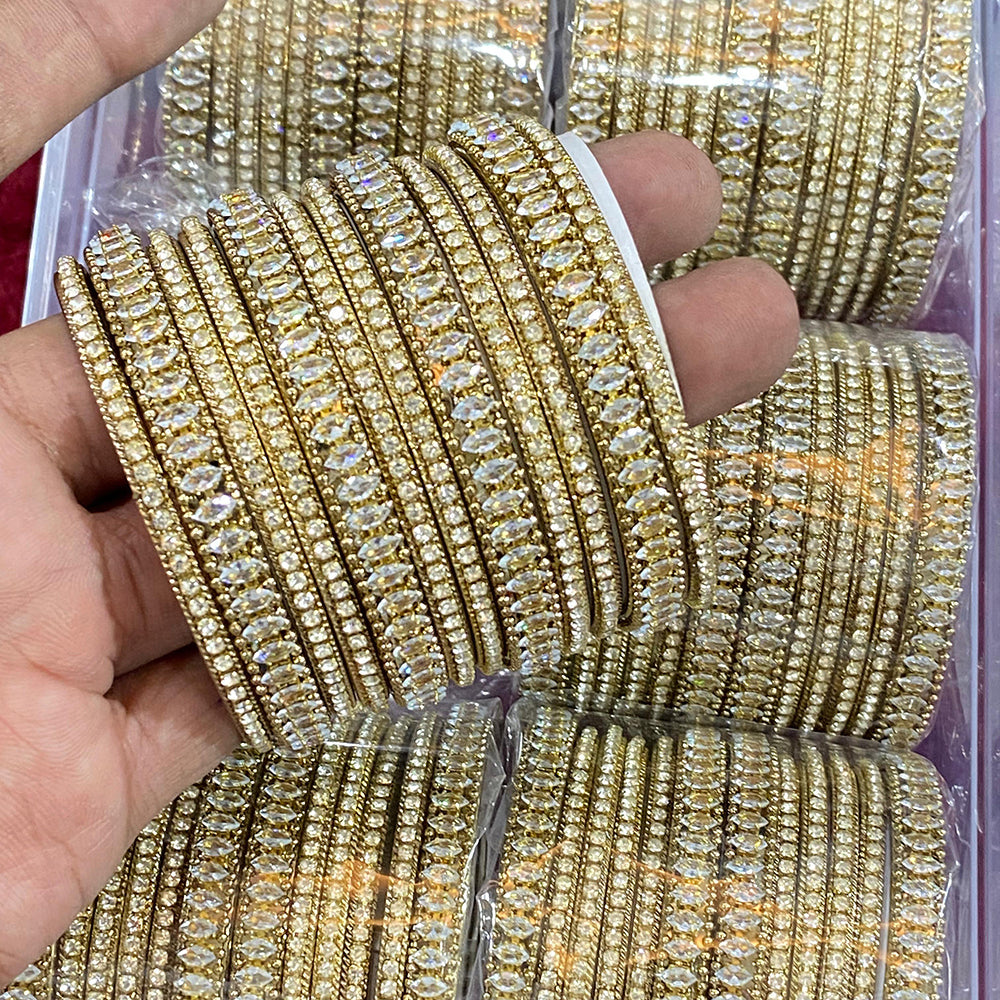 Hira Collections Sparkle Glow Crystal And Austrian Stone Bangles Set