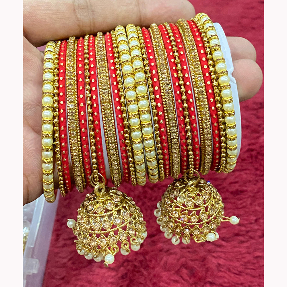 Hira Collections Ethnic Glow Crystal Stone Bangles Set
