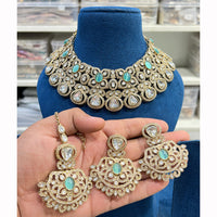 Hira Collections Glamorous Crystal Stone And Austrian Choker Necklace Set