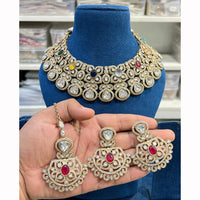 Hira Collections Glamorous Crystal Stone And Austrian Choker Necklace Set