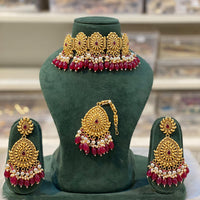 Hira Collections Sparkling Pota And Pearl Necklace Set