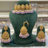 Hira Collections Sparkling Pota And Pearl Necklace Set