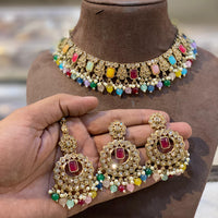 Hira Collections Royal Crystal Stone Necklace Set