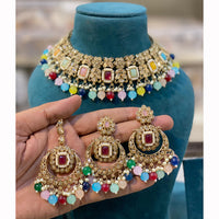 Hira Collections Royal Crystal Stone Necklace Set