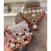Hira Collection Luxurious Kundan Stone Pearl And Beads Necklace Set
