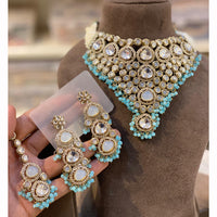 Hira Collection Luxurious Kundan Stone Pearl And Beads Necklace Set