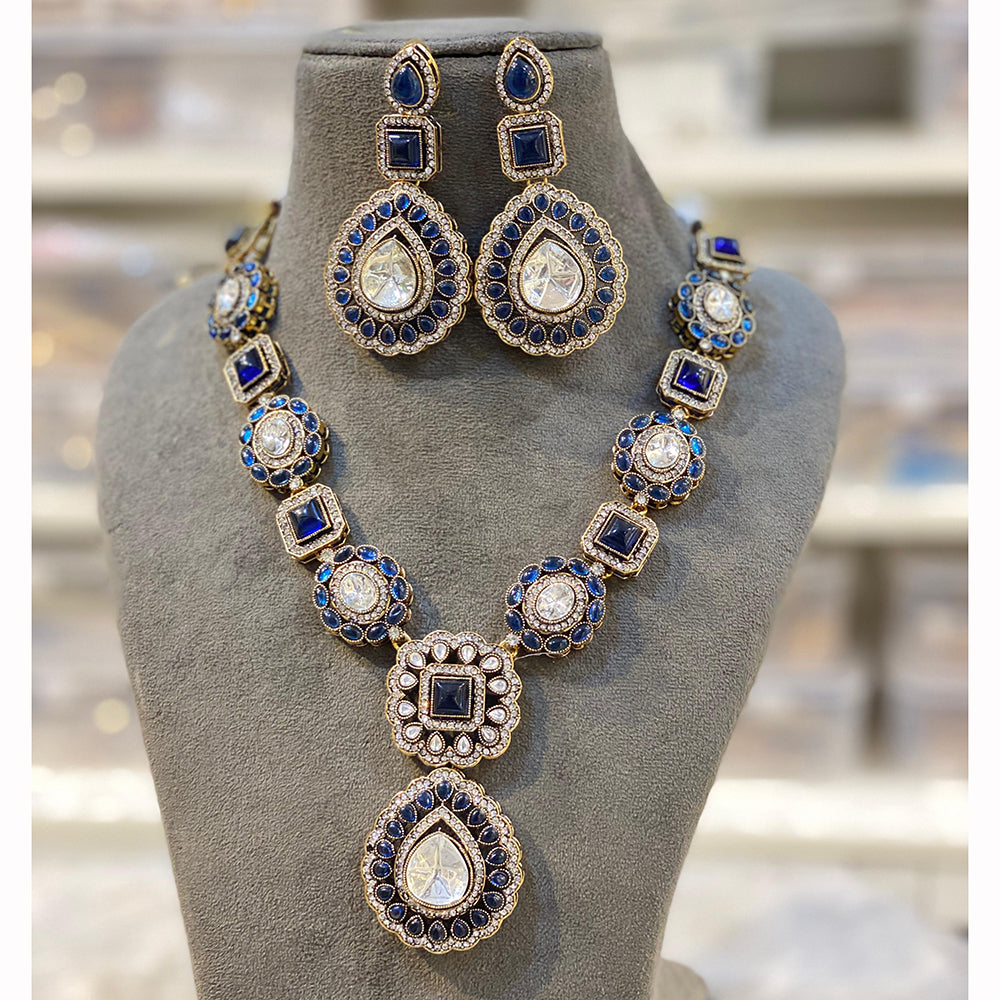 Hira Collection Pota Stone And Austrian Stone Necklace Set