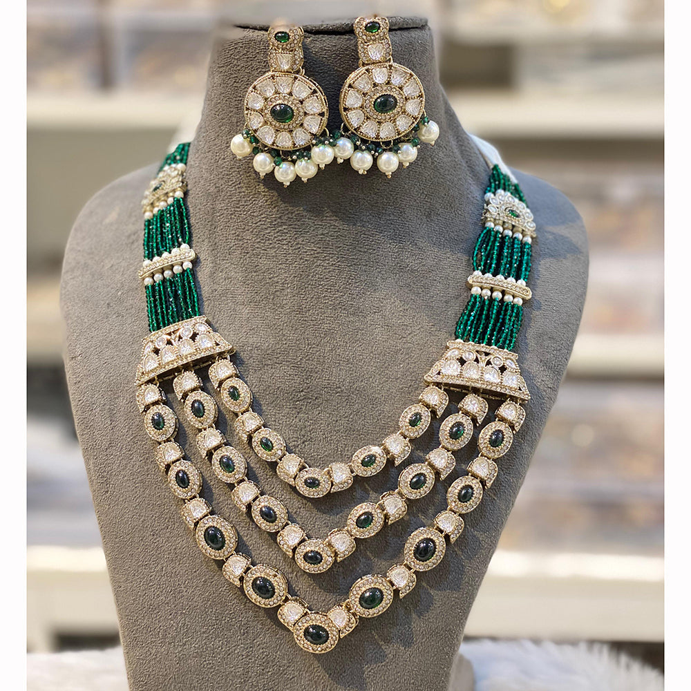 Hira Collection Pota Stone And Austrian Stone Pearl Necklace Set