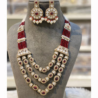 Hira Collection Pota Stone And Austrian Stone Pearl Necklace Set