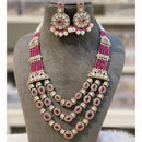 Hira Collection Pota Stone And Austrian Stone Pearl Necklace Set
