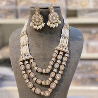 Hira Collection Pota Stone And Austrian Stone Pearl Necklace Set