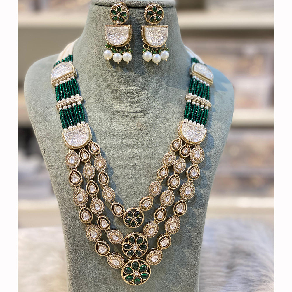 Hira Collection Pota Stone And Austrian Stone Pearl Necklace Set