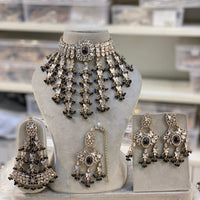 Hira Collection Austrian Stone And Pearl Choker Necklace Set 