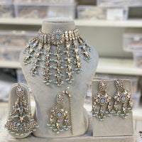 Hira Collection Austrian Stone And Pearl Choker Necklace Set