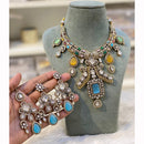 Hira Collection Pota Stone And Austrian Stone Pearl Necklace Set