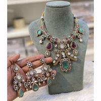Hira Collection Pota Stone And Austrian Stone Pearl Necklace Set