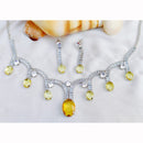 Hira Collections Rhodium Plated Crystal Stone Necklace Set