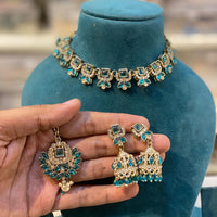 Hira Collections Designer Kundan Stone With Austrian Stone Choker Necklace Set