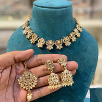 Hira Collections Designer Kundan Stone With Austrian Stone Choker Necklace Set