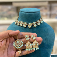 Hira Collections Designer Kundan Stone With Austrian Stone Choker Necklace Set