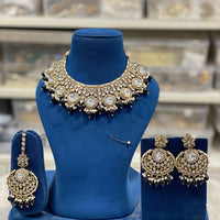 Hira Collections Designer Kundan Stone Pearl And Beads Choker Necklace Set