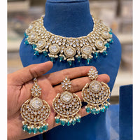 Hira Collections Designer Kundan Stone Pearl And Beads Choker Necklace Set