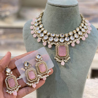 Hira Collections Designer Kundan Stone Pearl And Beads Choker Necklace Set