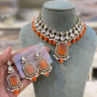 Hira Collections Designer Kundan Stone Pearl And Beads Choker Necklace Set