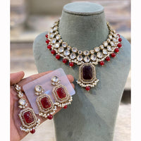Hira Collections Designer Kundan Stone Pearl And Beads Choker Necklace Set