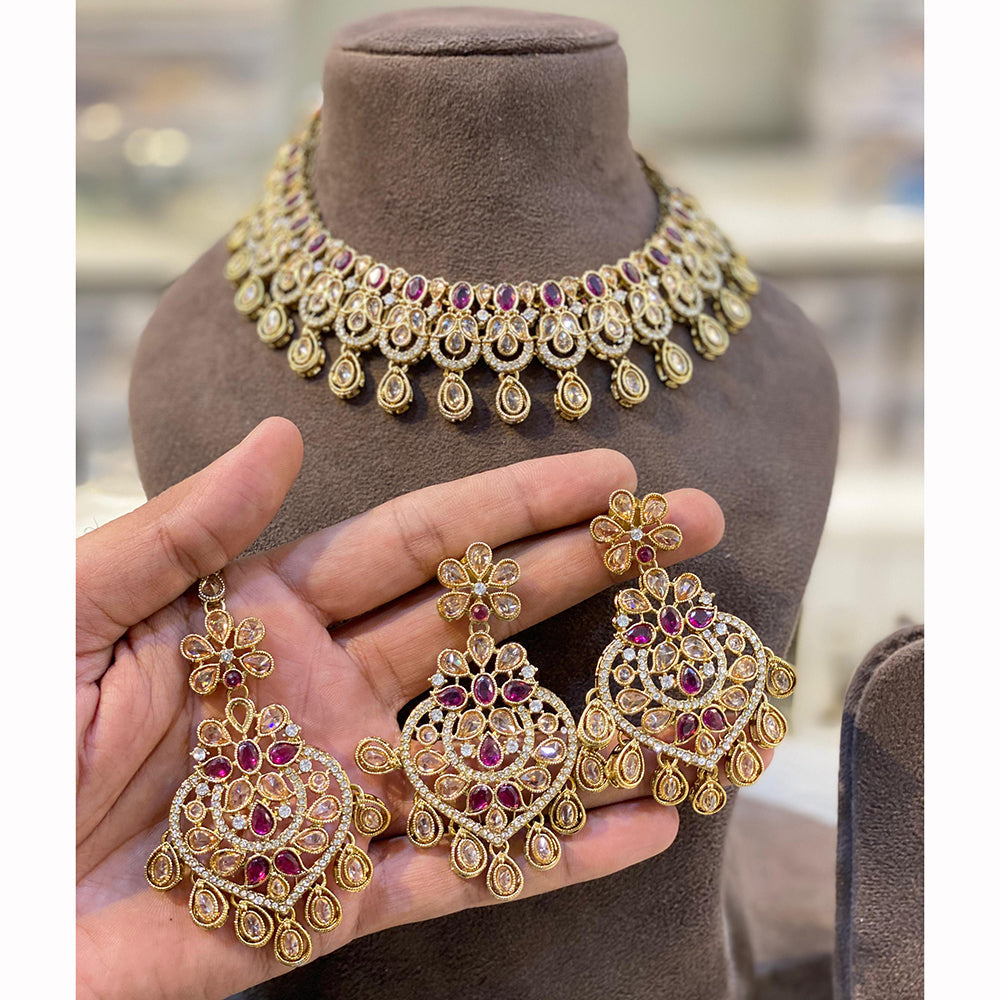 Hira Collections Designer Crystal Stone And Austrian Stone Necklace Set