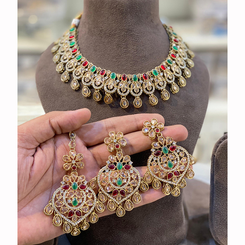 Hira Collections Designer Crystal Stone And Austrian Stone Necklace Set