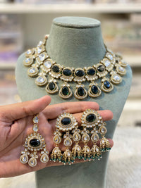 Hira Collections Designer Crystal Stone And Pearl Necklace Set