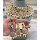 Hira Collections Designer Crystal Stone And Pearl Choker Necklace Set