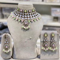 Hira Collections Designer Kundan Stone Pearl And Beads Choker Necklace Set