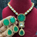 Hira Collections Grand Polki Kundan Stone And Austrian Stone Necklace Set
