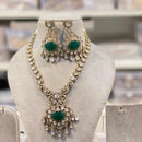 Hira Collections Grand Polki Kundan Stone And Austrian Stone Necklace Set