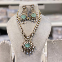 Hira Collections Grand Polki Kundan Stone And Austrian Stone Necklace Set